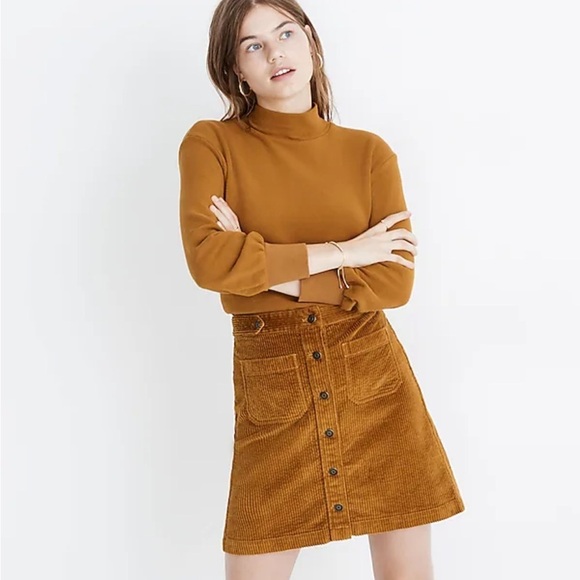 Madewell Corduroy A-Line Mini Skirt: Patch Pocket Edition Antique Gold NWT - Picture 1 of 8